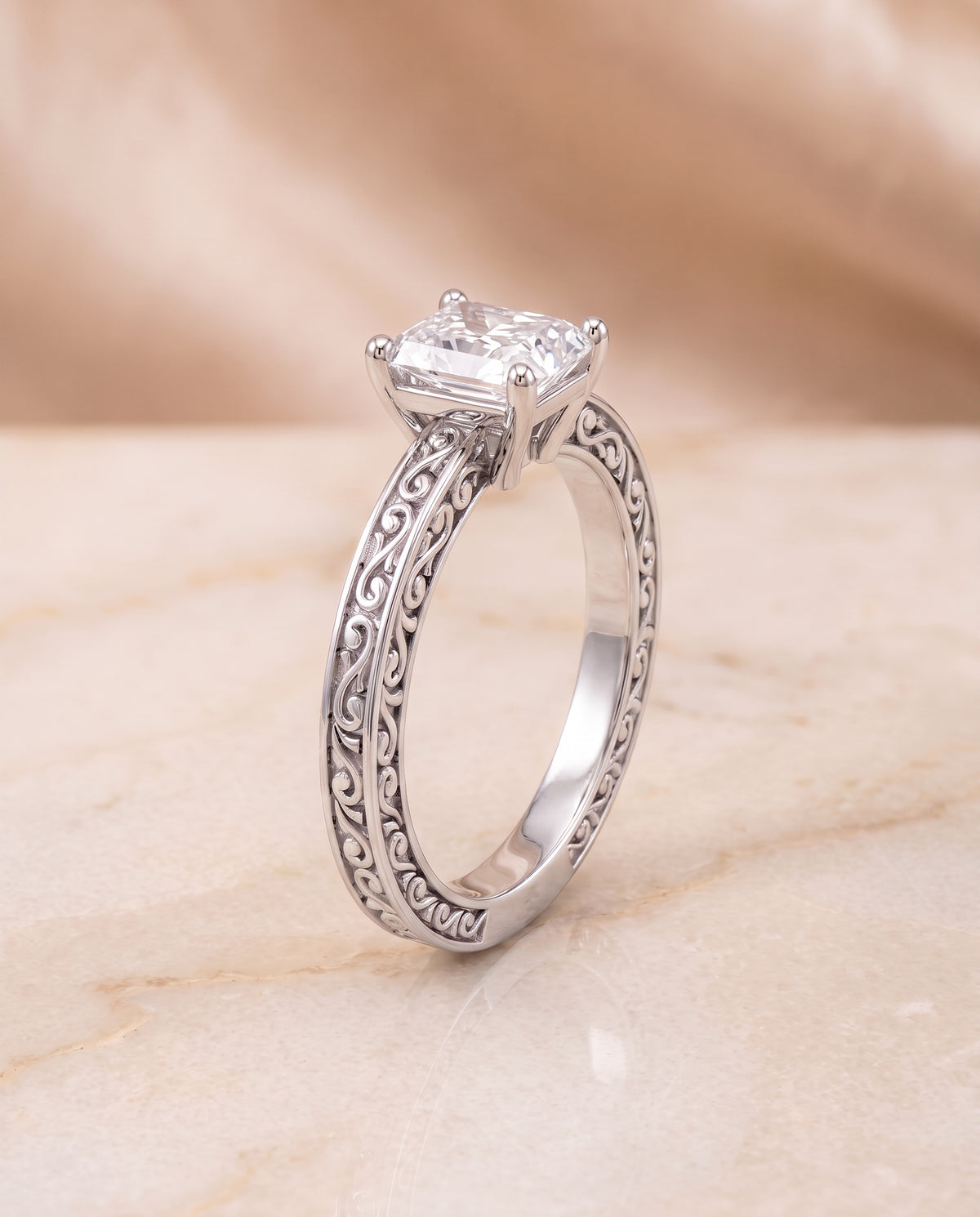 The Veronica radiant engagement ring setting in Platinum | RockHer