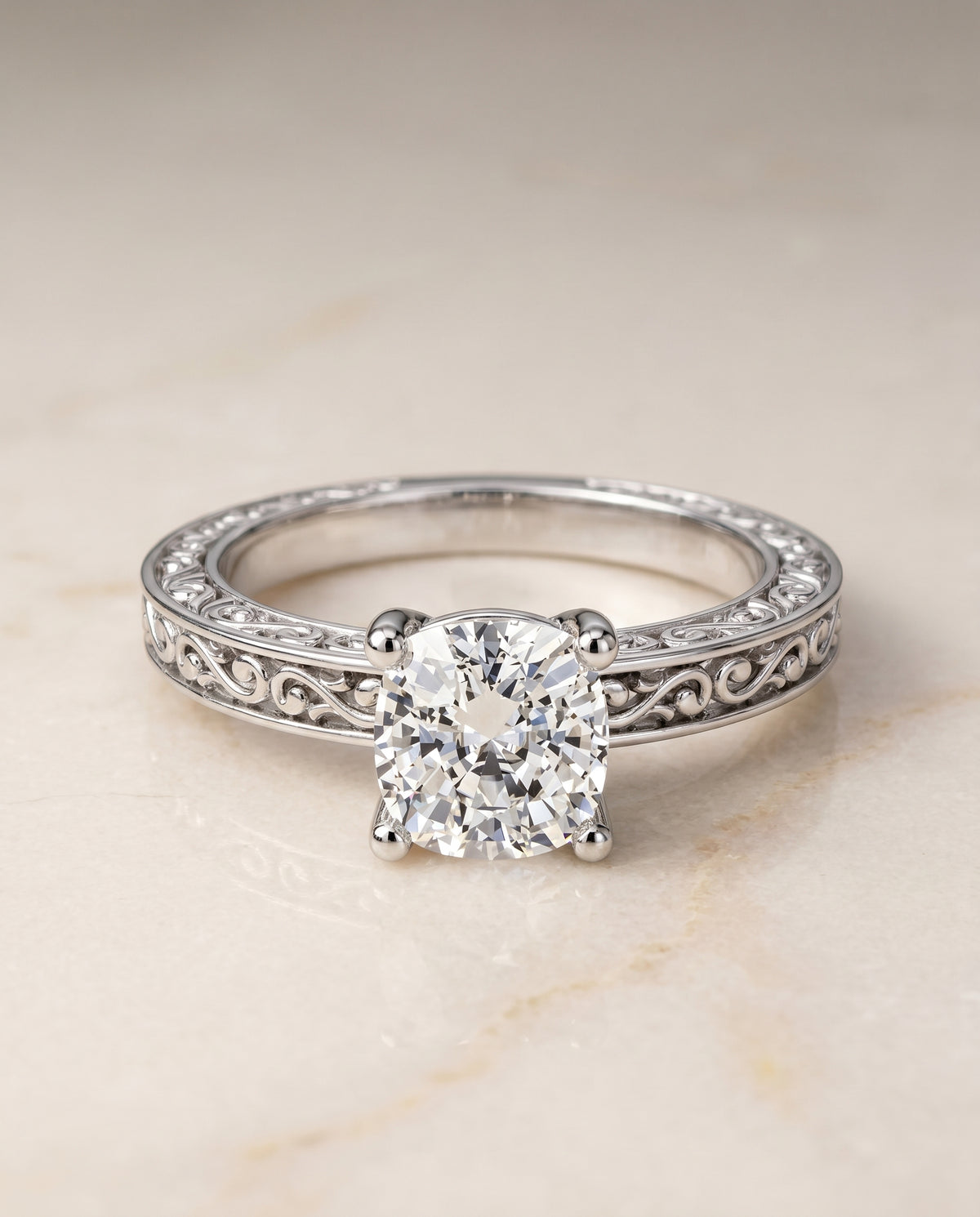 The Veronica cushion engagement ring setting in Platinum | RockHer