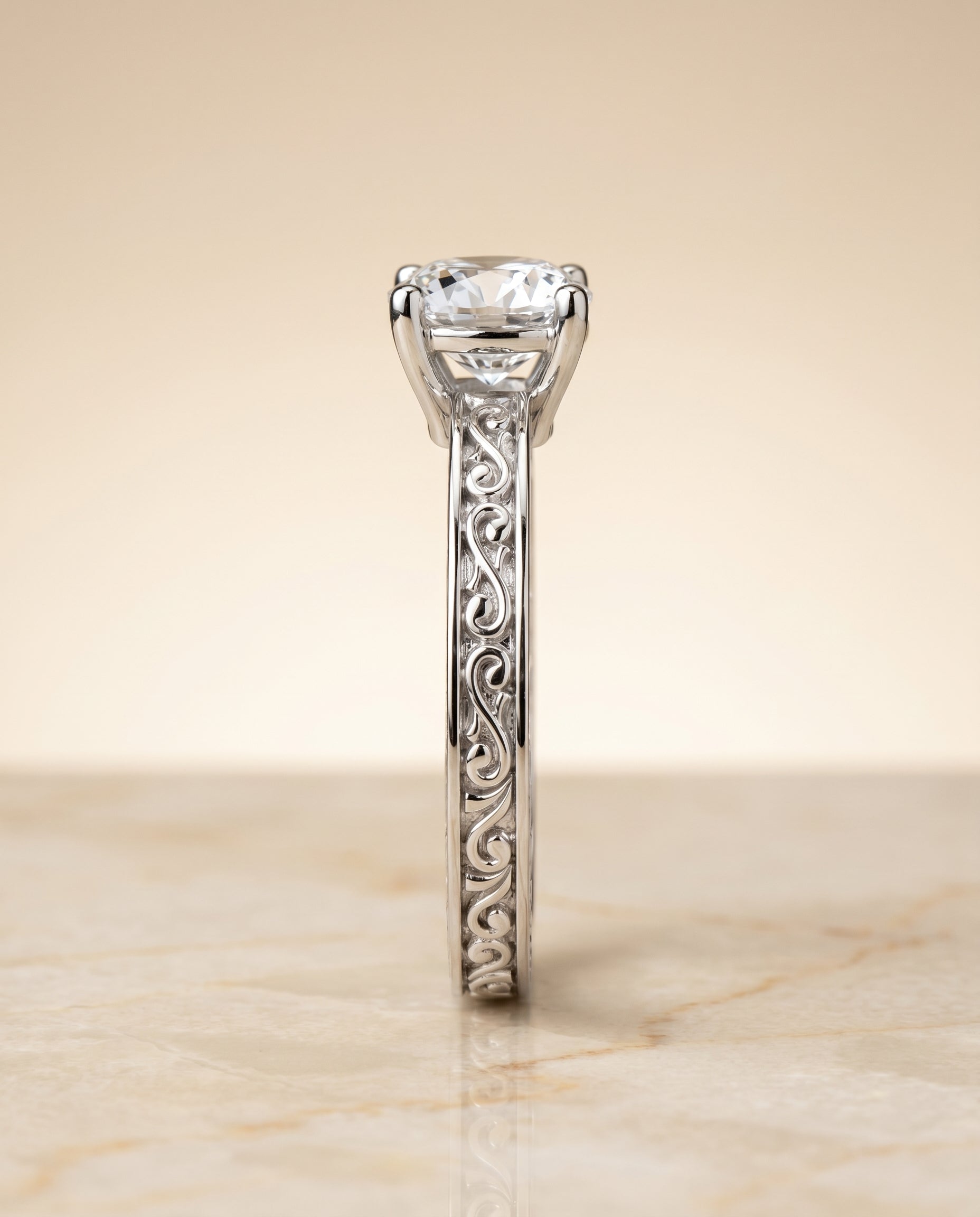 The Veronica setting for cushion diamonds, made to order in Platinum | RockHer