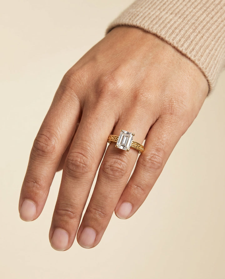 The Veronica Select Vintage Solitaire Engagement Ring with Lab Diamond in 18K Yellow Gold - view 3