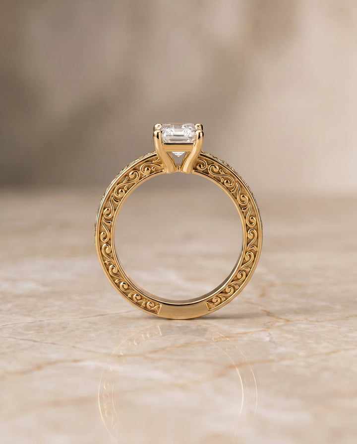 The Veronica Select Vintage Solitaire Engagement Ring with Lab Diamond in 18K Yellow Gold - view 5