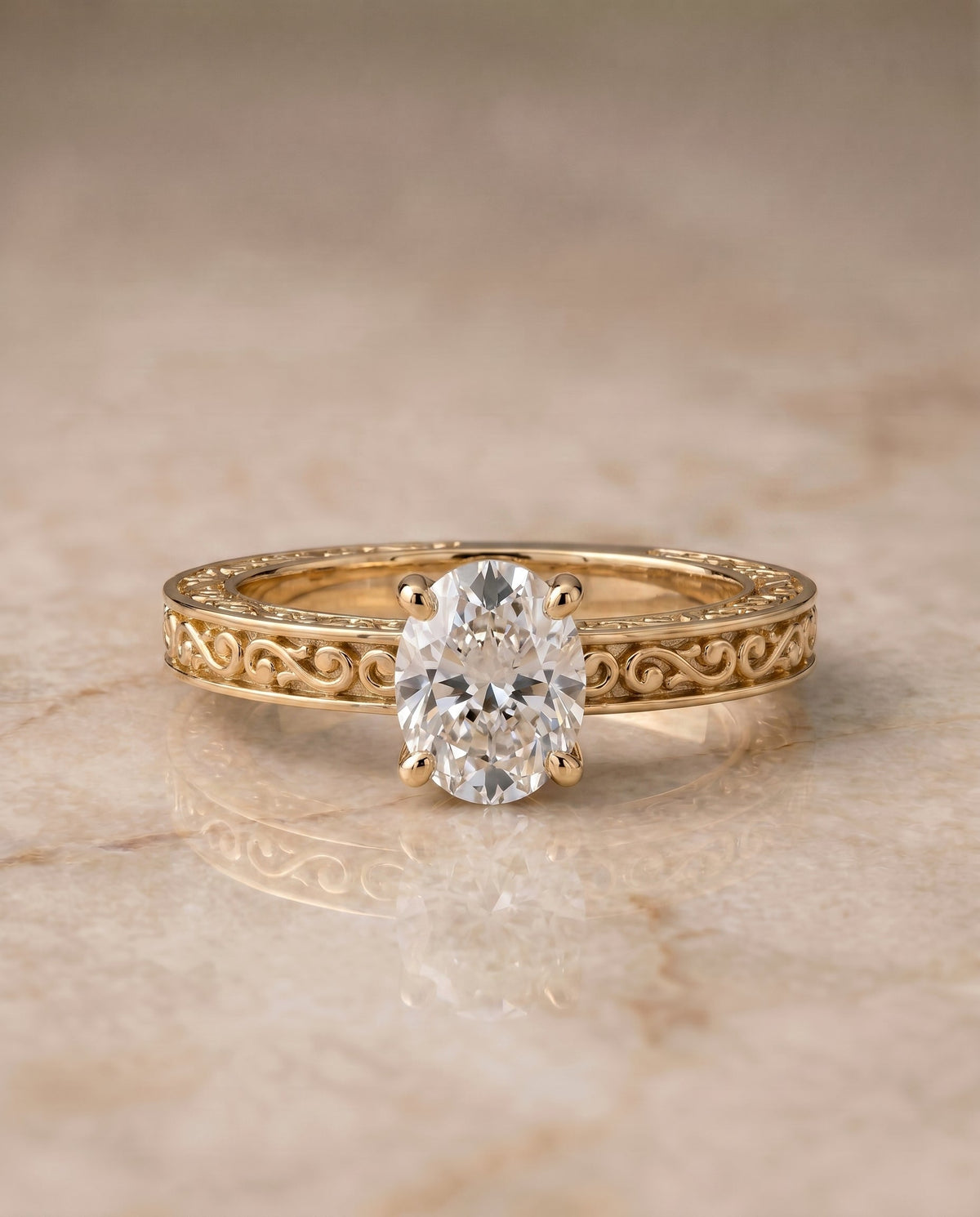 The Veronica oval engagement ring setting in 18K Yellow Gold | RockHer