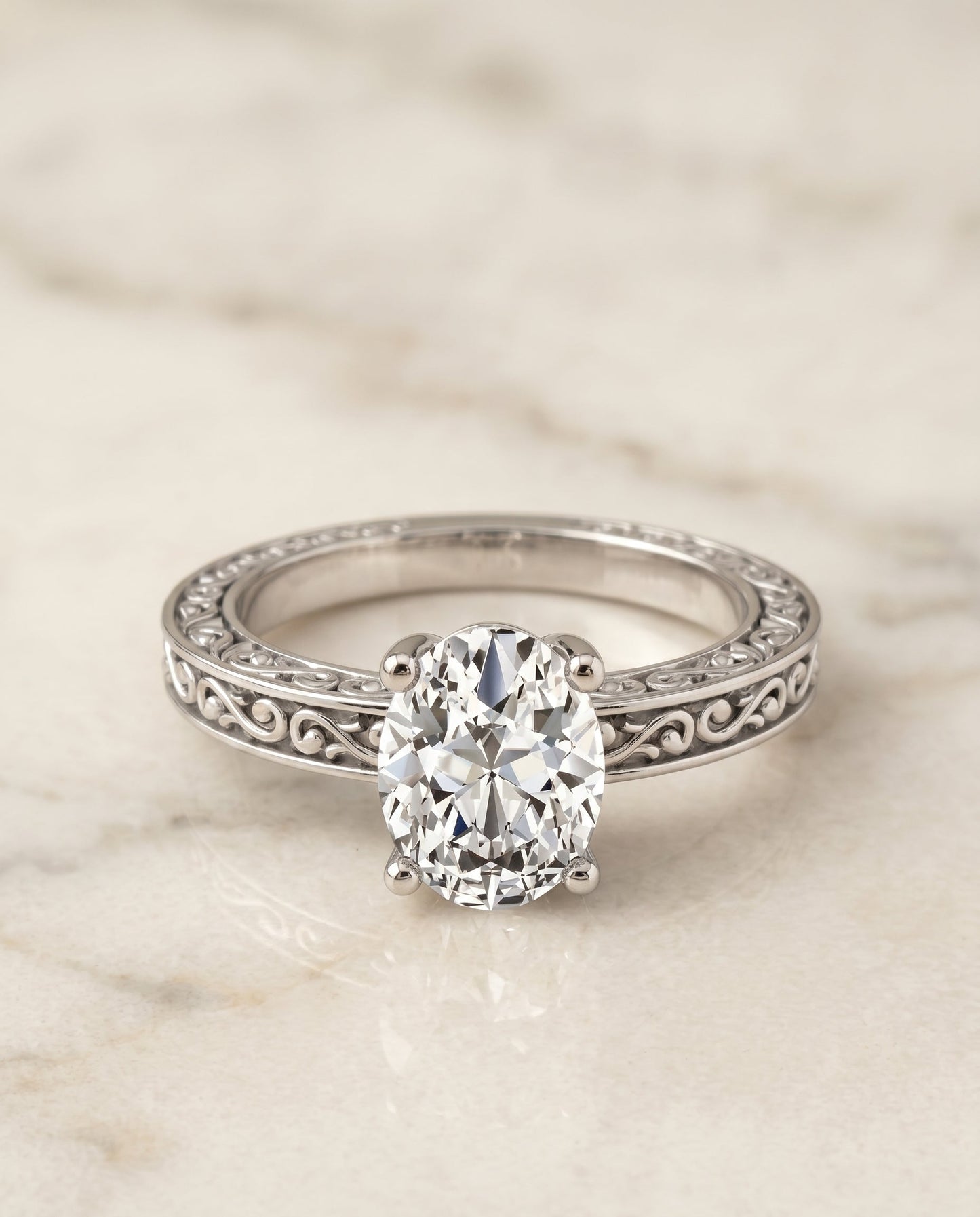 The Veronica Select Vintage Solitaire Engagement Ring with Lab Diamond in Platinum - view 1