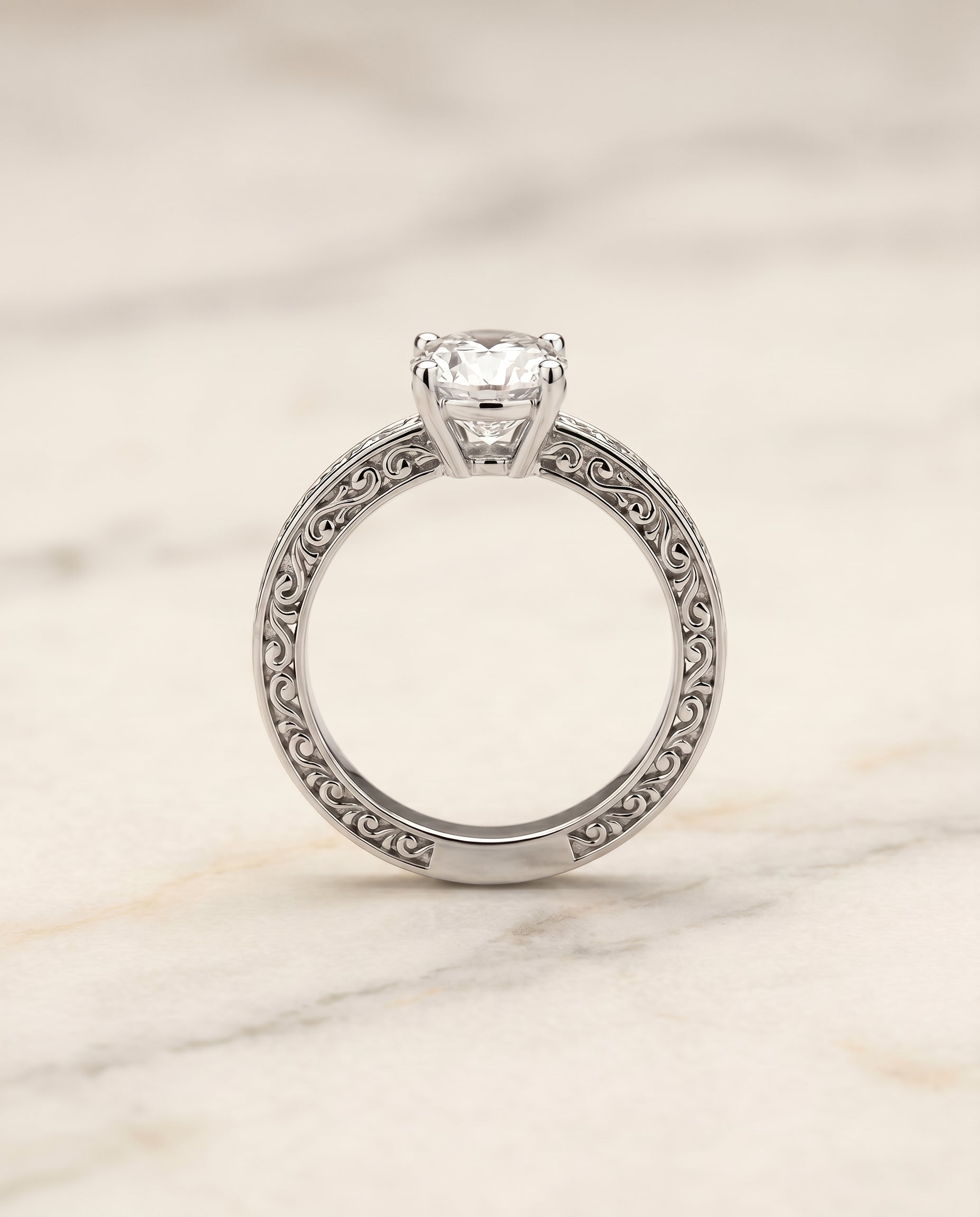 The Veronica setting for oval diamonds, made to order in Platinum | RockHer