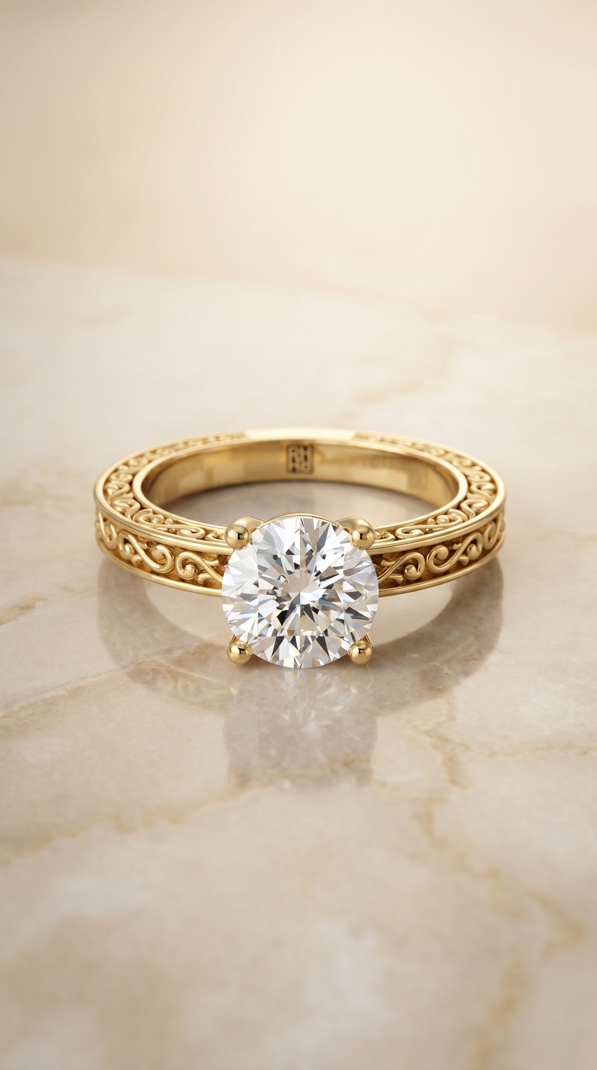 The Veronica round engagement ring setting in 18K Yellow Gold | RockHer