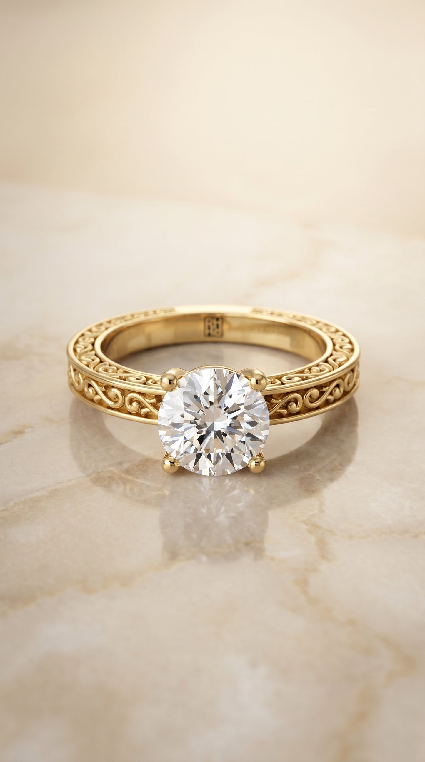 The Veronica Solitaire Engagement Ring Setting for Round Diamonds in 18K Yellow Gold