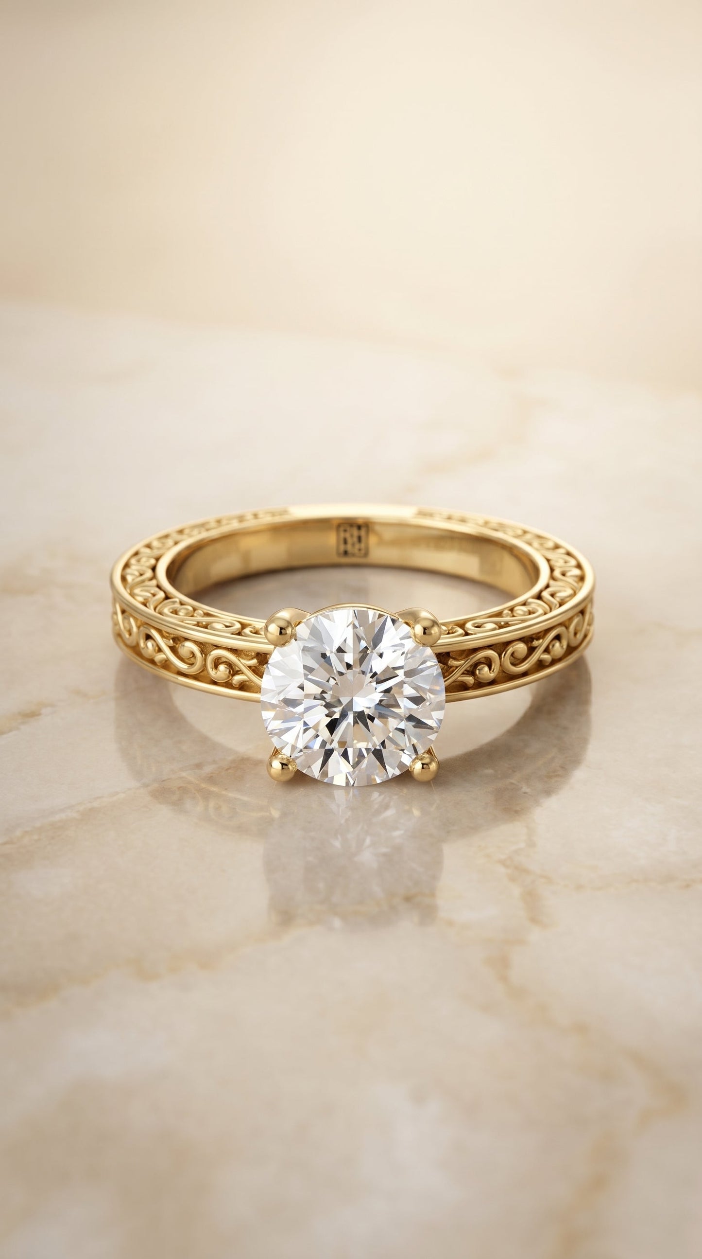 The Veronica Select Vintage Solitaire Engagement Ring with Lab Diamond in 18K Yellow Gold - view 1