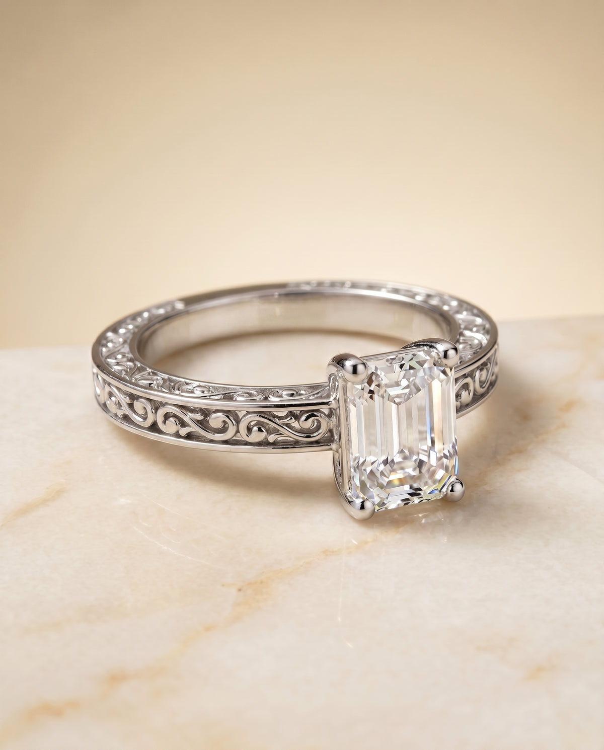 The Veronica emerald engagement ring setting in Platinum | RockHer