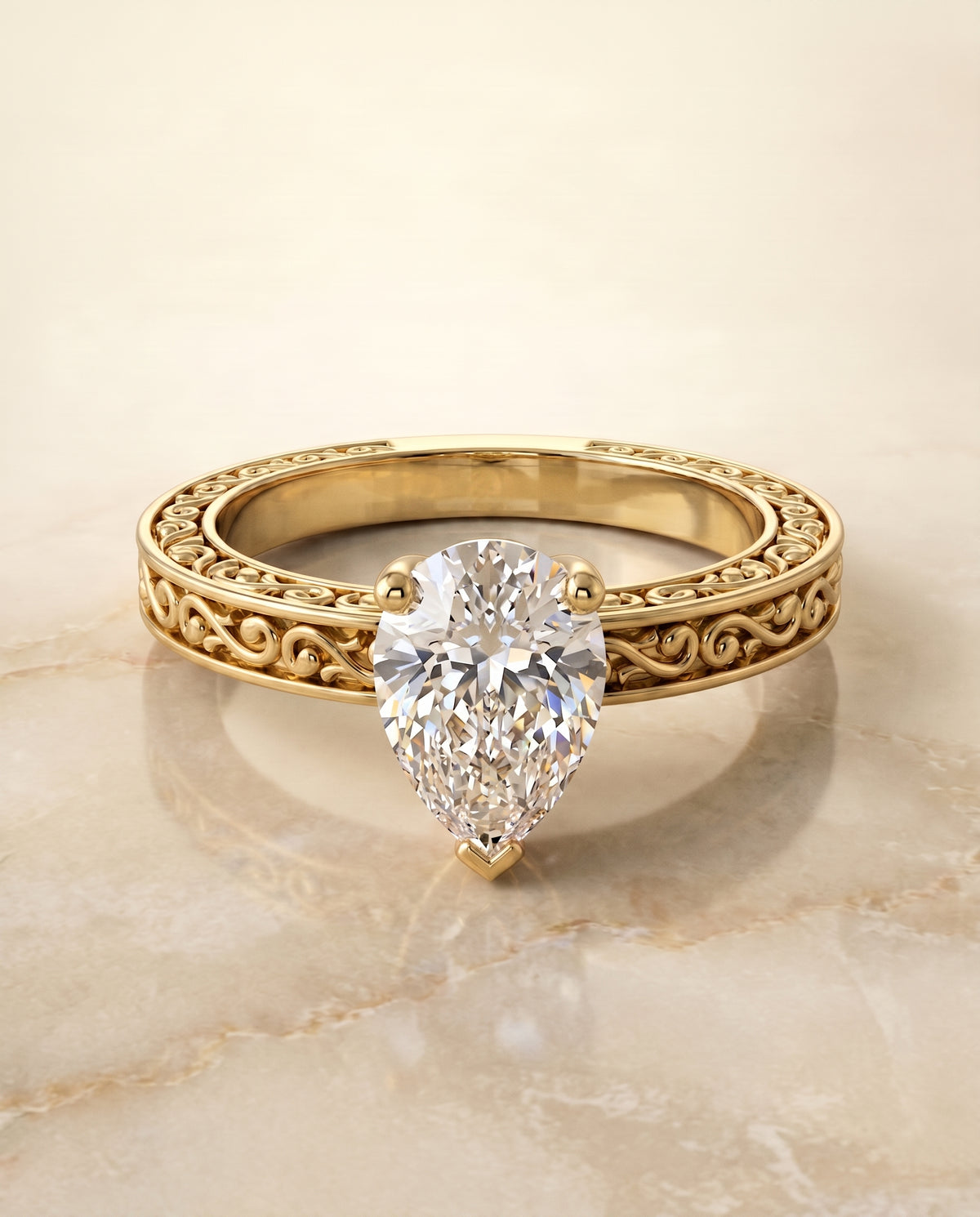 The Veronica pear engagement ring setting in 18K Yellow Gold | RockHer