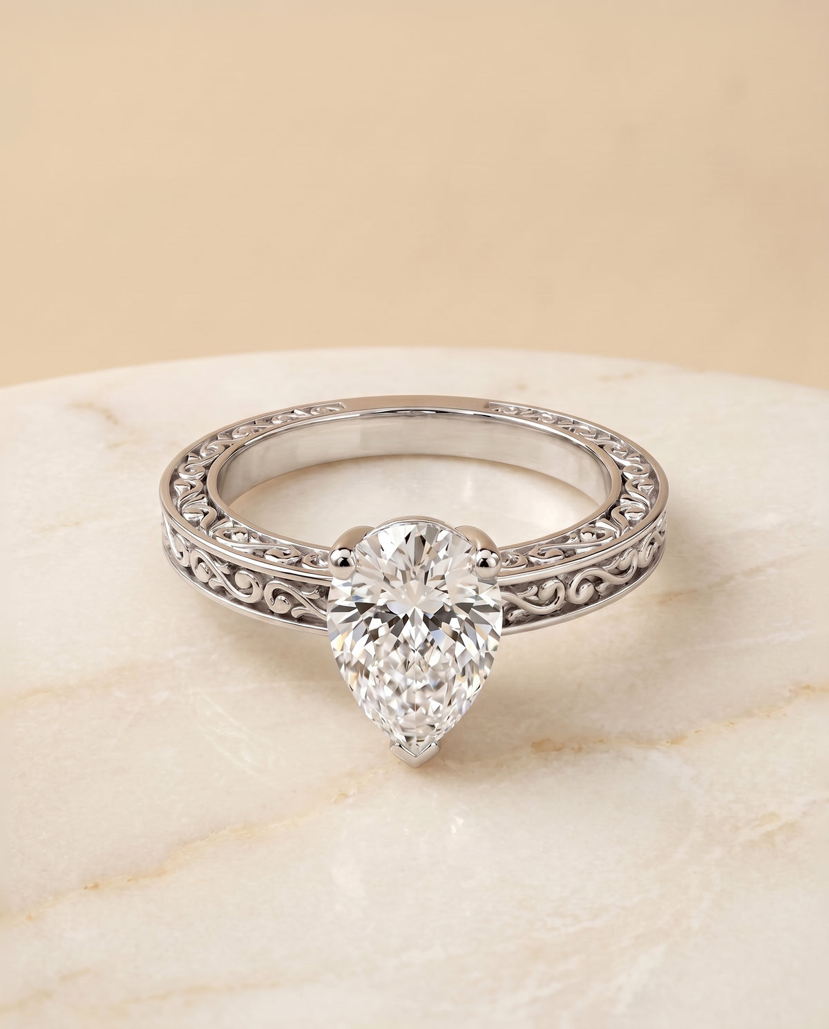 The Veronica pear engagement ring setting in Platinum | RockHer