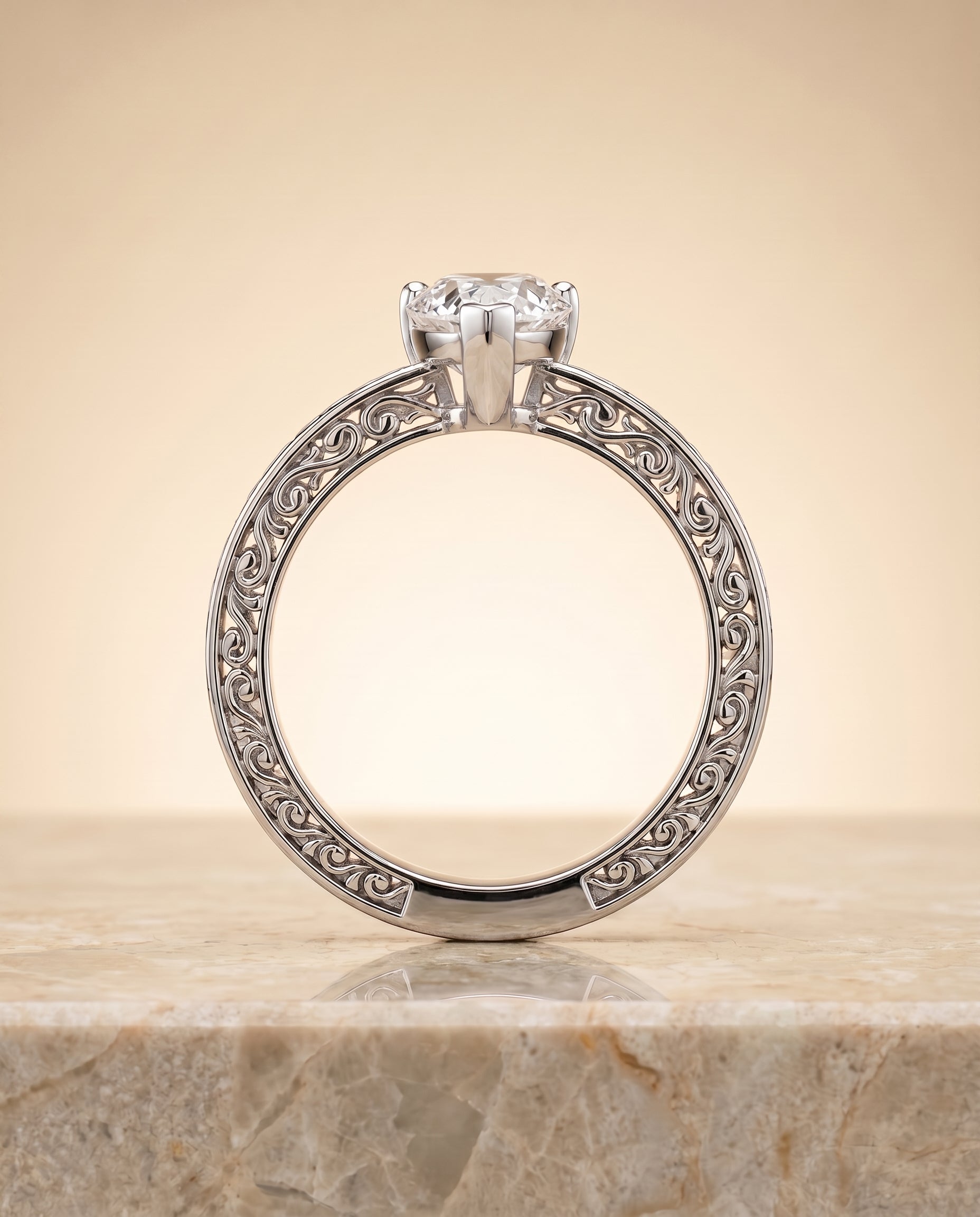 The Veronica setting for pear diamonds, made to order in Platinum | RockHer