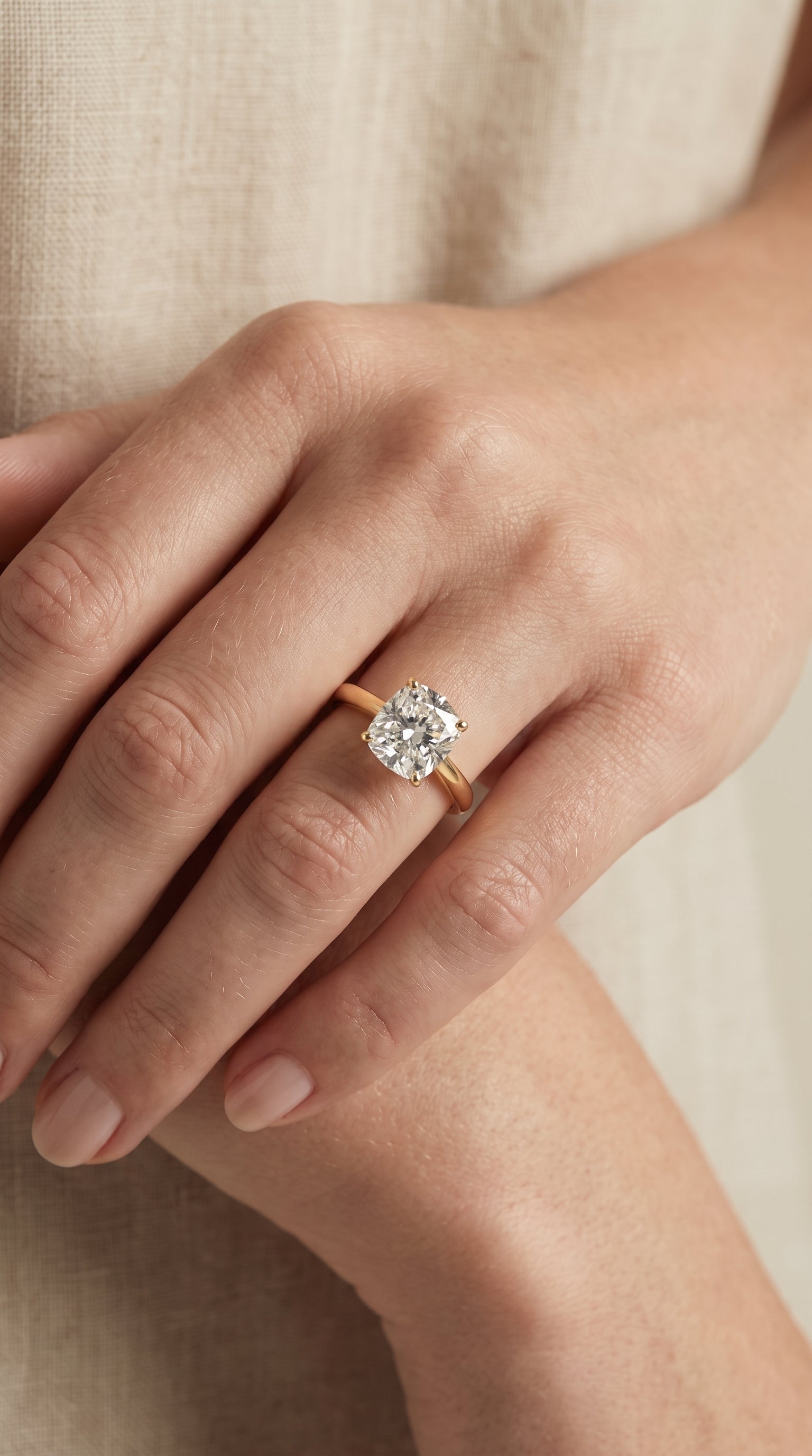 The Viola engagement ring setting in 18K Yellow Gold, contemporary comfort fit flat shank solitaire cut design | RockHer