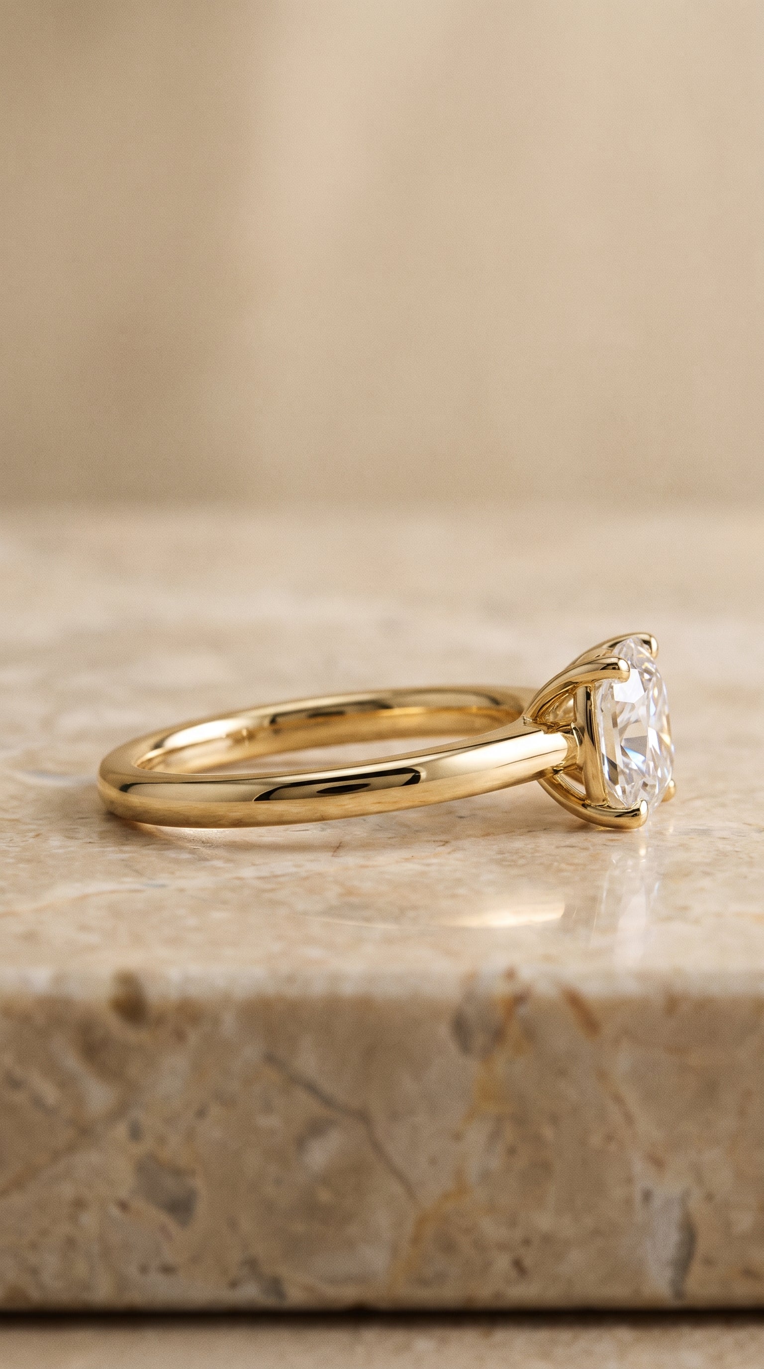 The Viola setting for cushion diamonds, made to order in 18K Yellow Gold | RockHer