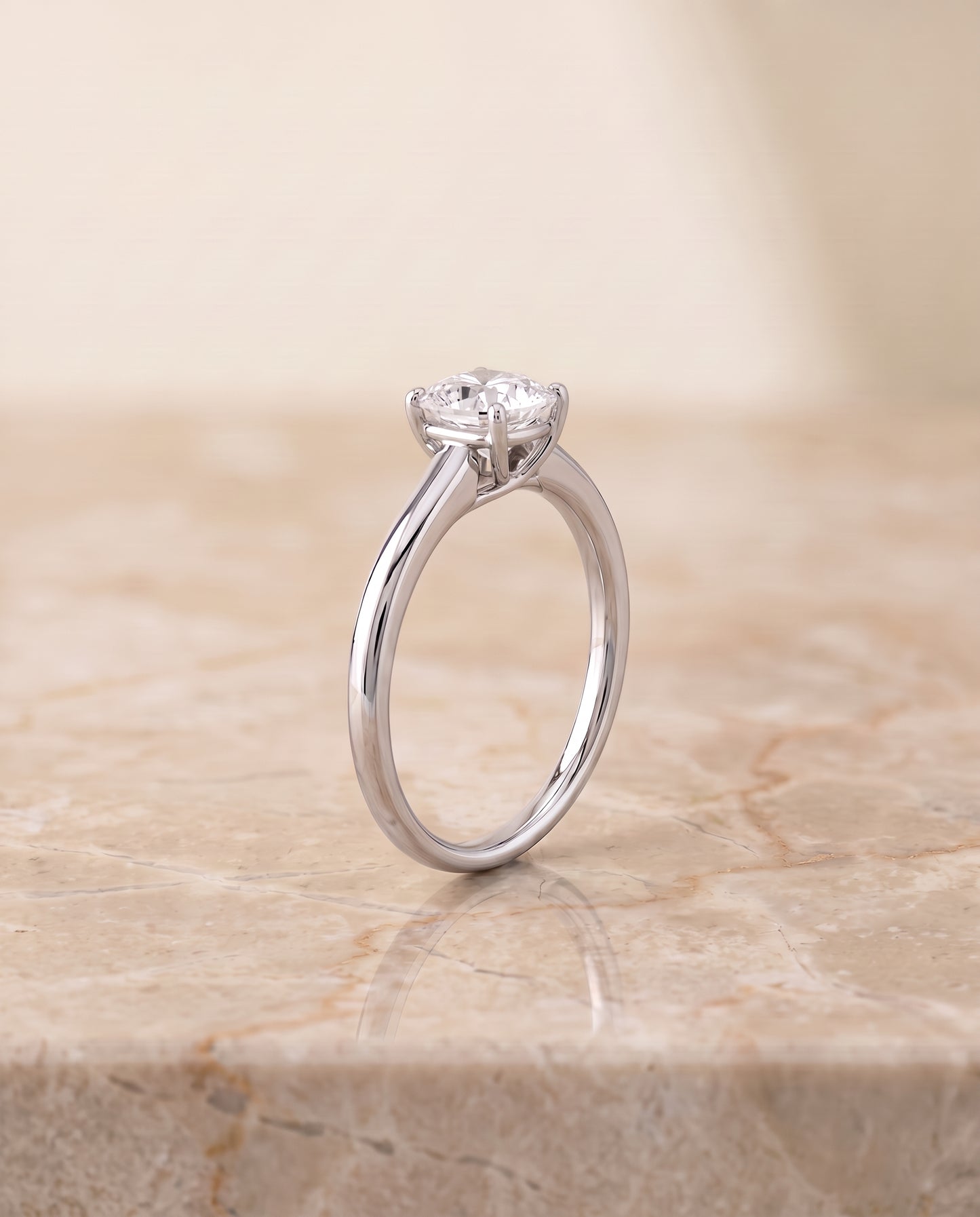 The Viola Contemporary Comfort Fit Flat Shank Solitaire Cushion Cut Engagement Ring Setting in Platinum