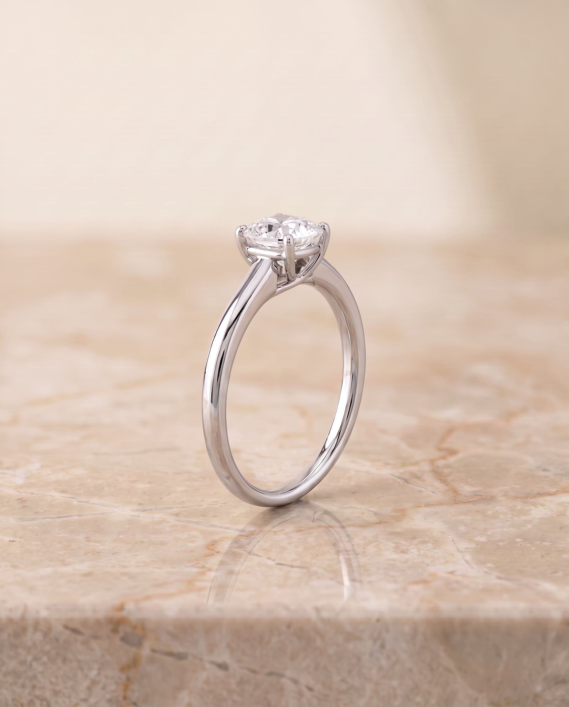 The Viola Contemporary Comfort Fit Flat Shank Solitaire Cushion Cut Engagement Ring Setting in 18K White Gold