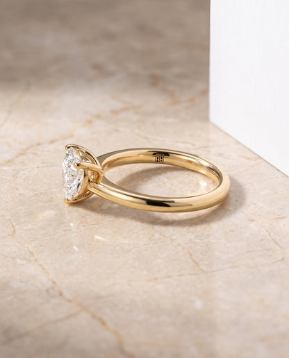 The Viola Contemporary Comfort Fit Flat Shank Solitaire Heart Engagement Ring Setting in 18K Yellow Gold