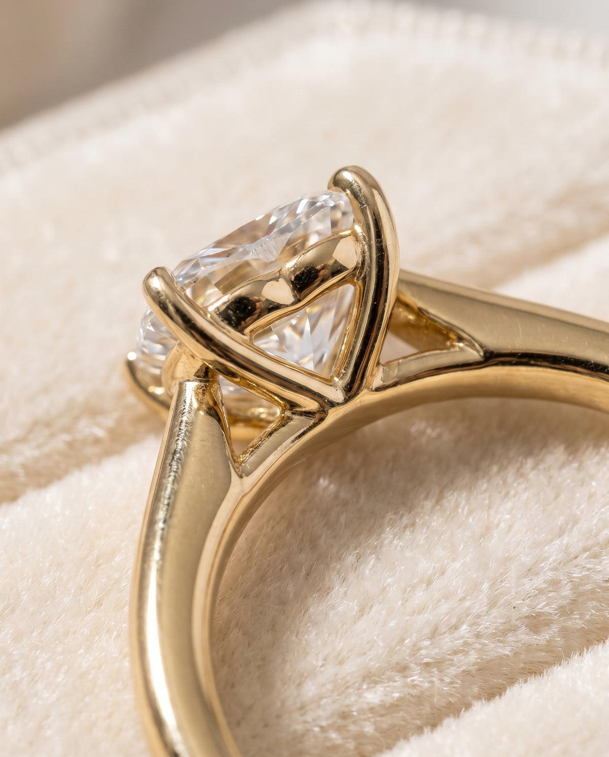 The Viola Contemporary Comfort Fit Flat Shank Solitaire Heart Engagement Ring Setting in 18K Yellow Gold