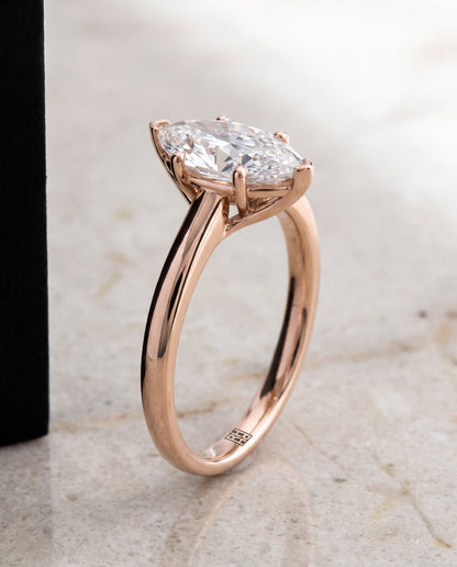The Viola Contemporary Comfort Fit Flat Shank Solitaire Marquise Engagement Ring Setting in 14K Rose Gold