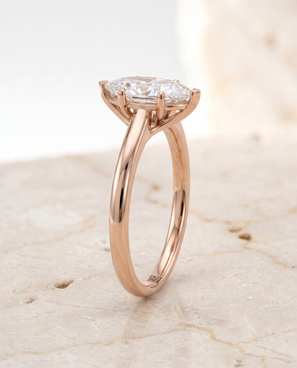 The Viola Contemporary Comfort Fit Flat Shank Solitaire Marquise Engagement Ring Setting in 14K Rose Gold