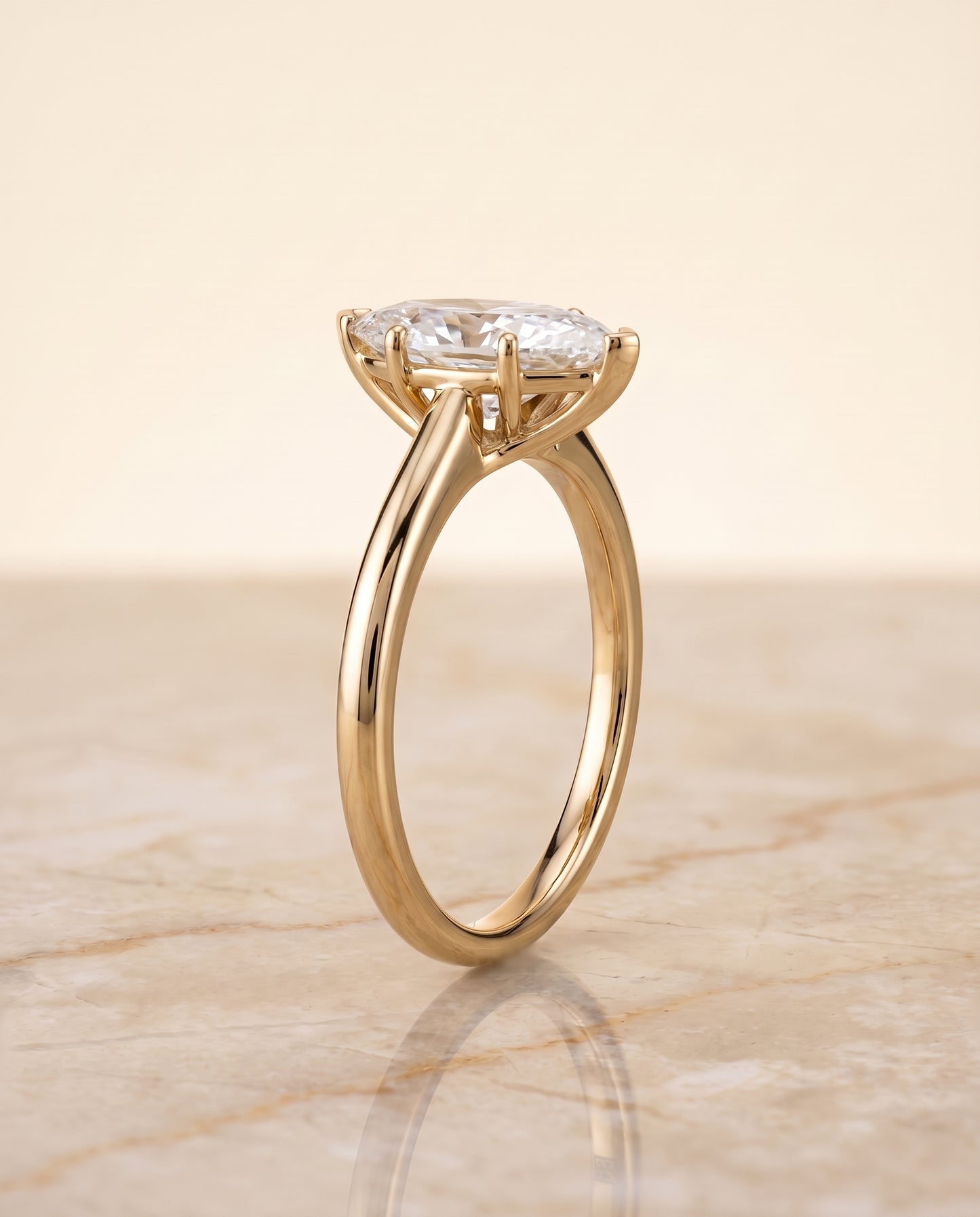 The Viola Contemporary Comfort Fit Flat Shank Solitaire Marquise Engagement Ring Setting in 18K Yellow Gold