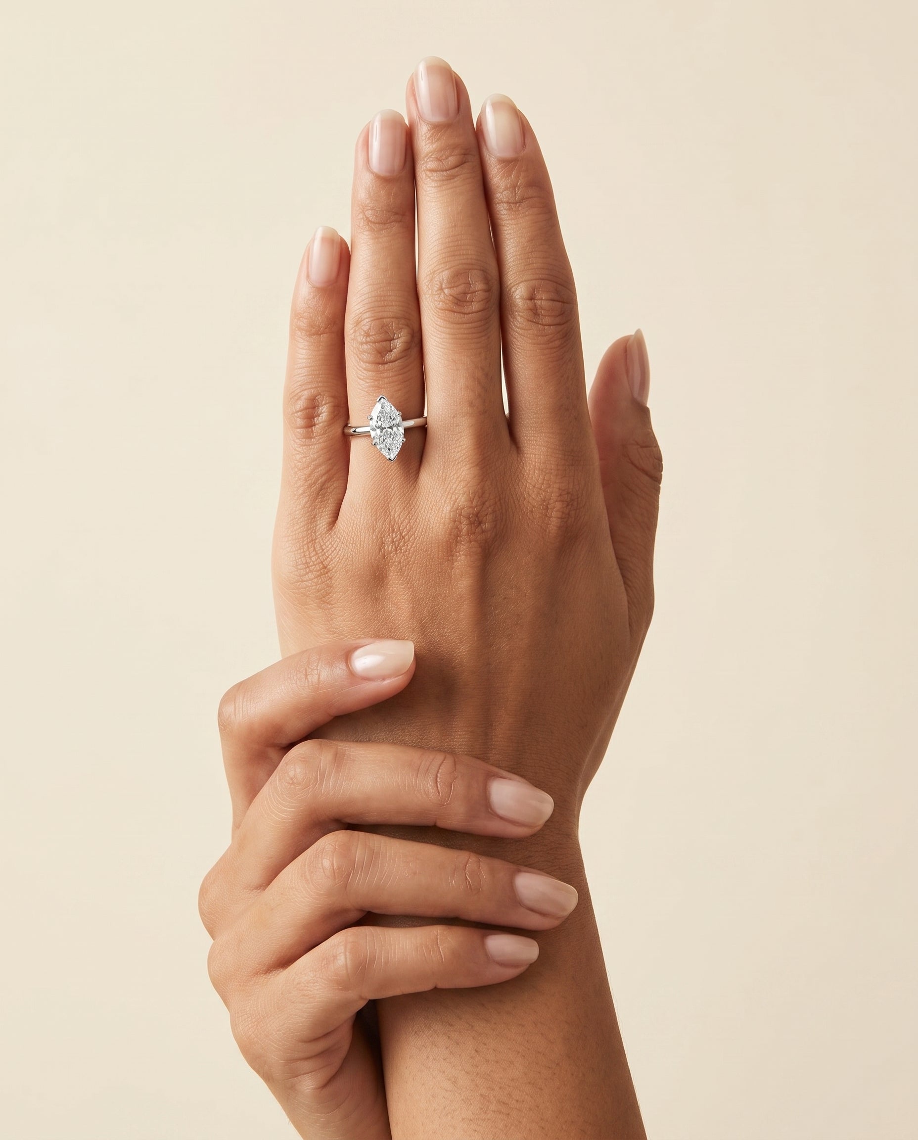 The Viola Contemporary Comfort Fit Flat Shank Solitaire Marquise Engagement Ring Setting in 18K White Gold