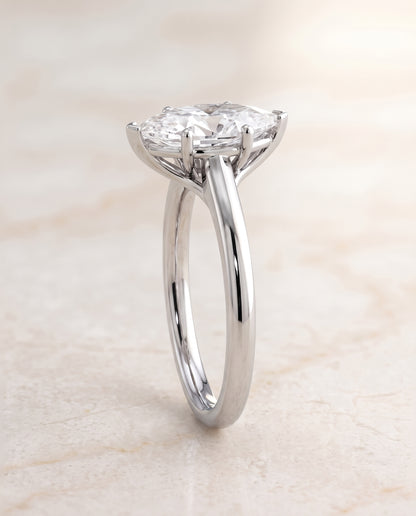 The Viola Contemporary Comfort Fit Flat Shank Solitaire Marquise Engagement Ring Setting in 18K White Gold