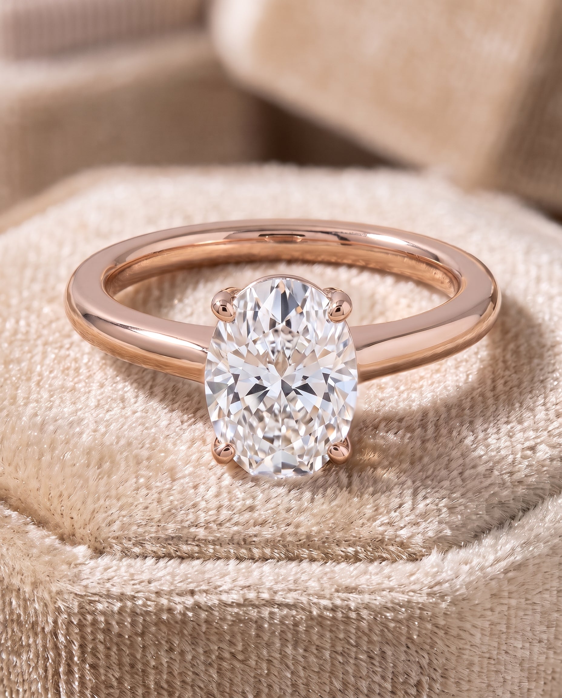 The Viola Contemporary Comfort Fit Flat Shank Solitaire Oval Engagement Ring Setting in 14K Rose Gold