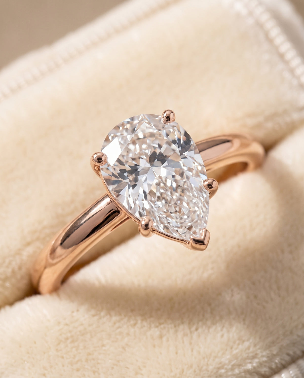 Pear engagement ring setting in 14K Rose Gold, Viola Contemporary Comfort Fit Flat Shank Solitaire Pear, alternate view | RockHer