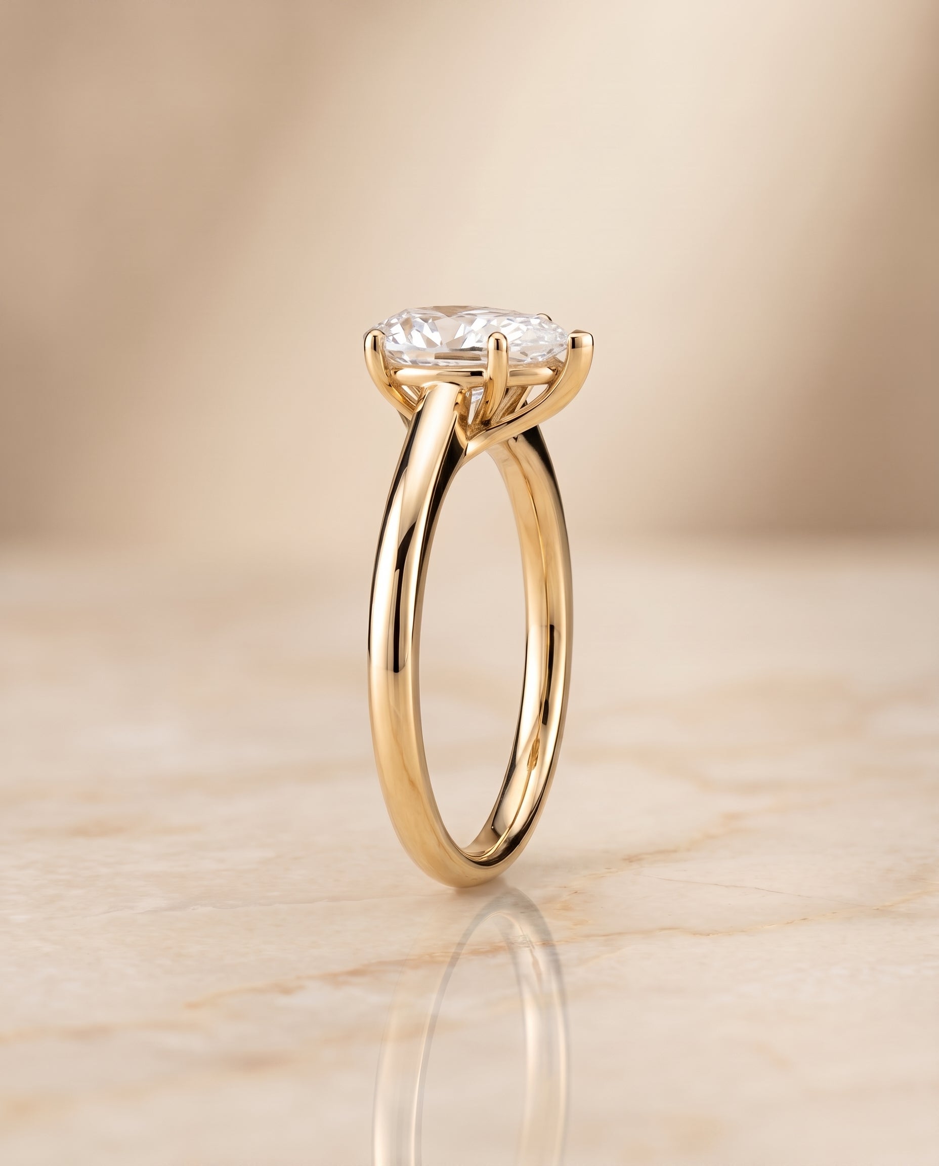 The Viola Contemporary Comfort Fit Flat Shank Solitaire Pear Engagement Ring Setting in 18K Yellow Gold