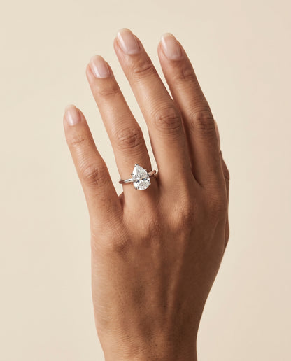 The Viola Contemporary Comfort Fit Flat Shank Solitaire Pear Engagement Ring Setting in Platinum