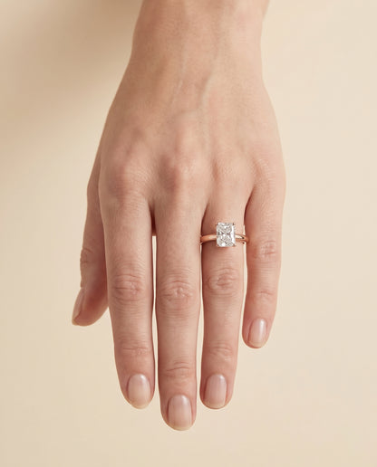 The Viola Contemporary Comfort Fit Flat Shank Solitaire Radiant Cut Engagement Ring Setting in 14K Rose Gold