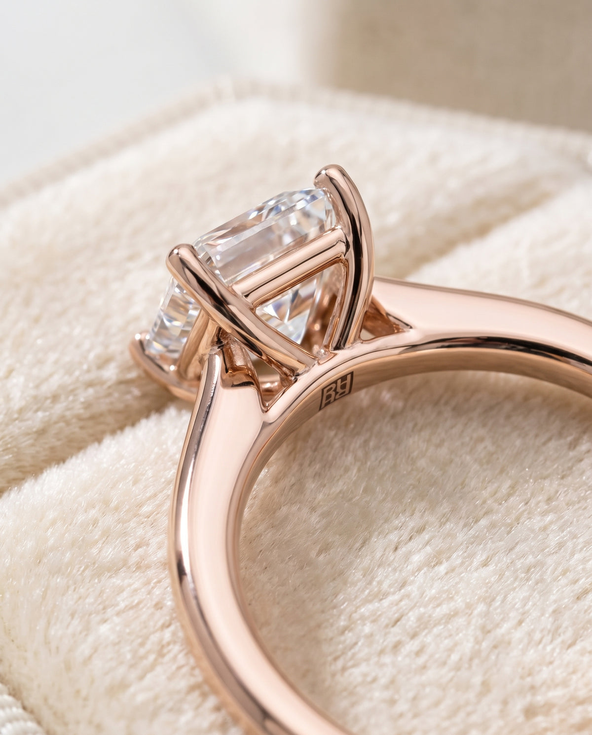 The Viola Contemporary Comfort Fit Flat Shank Solitaire Radiant Cut Engagement Ring Setting in 14K Rose Gold