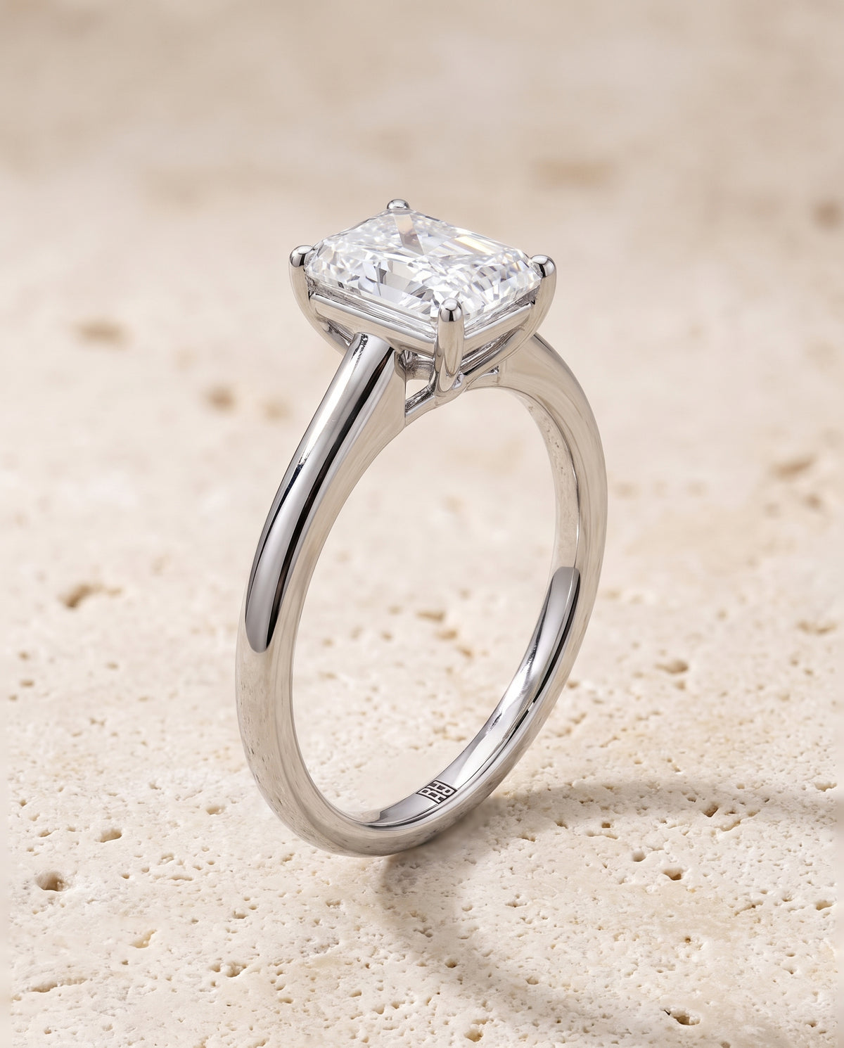 The Viola Contemporary Comfort Fit Flat Shank Solitaire Radiant Cut Engagement Ring Setting in Platinum