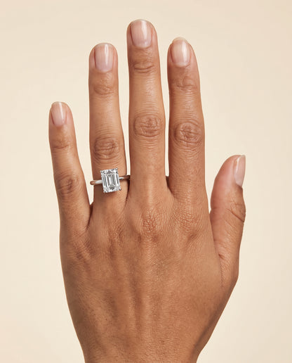 The Viola Contemporary Comfort Fit Flat Shank Solitaire Radiant Cut Engagement Ring Setting in Platinum