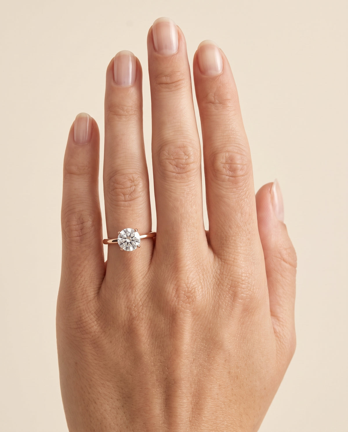 The Viola Contemporary Comfort Fit Flat Shank Solitaire Round Engagement Ring Setting in 14K Rose Gold