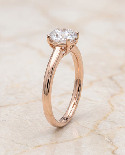 The Viola Contemporary Comfort Fit Flat Shank Solitaire Round Engagement Ring Setting in 14K Rose Gold