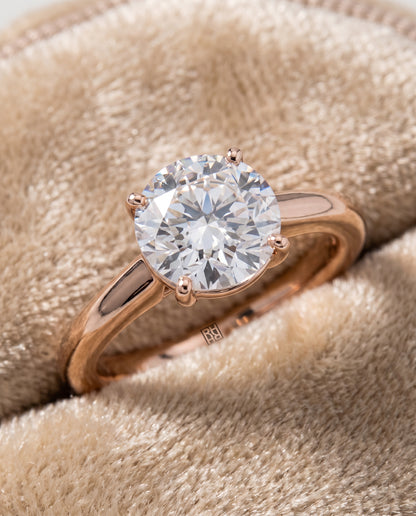 The Viola Contemporary Comfort Fit Flat Shank Solitaire Round Engagement Ring Setting in 14K Rose Gold