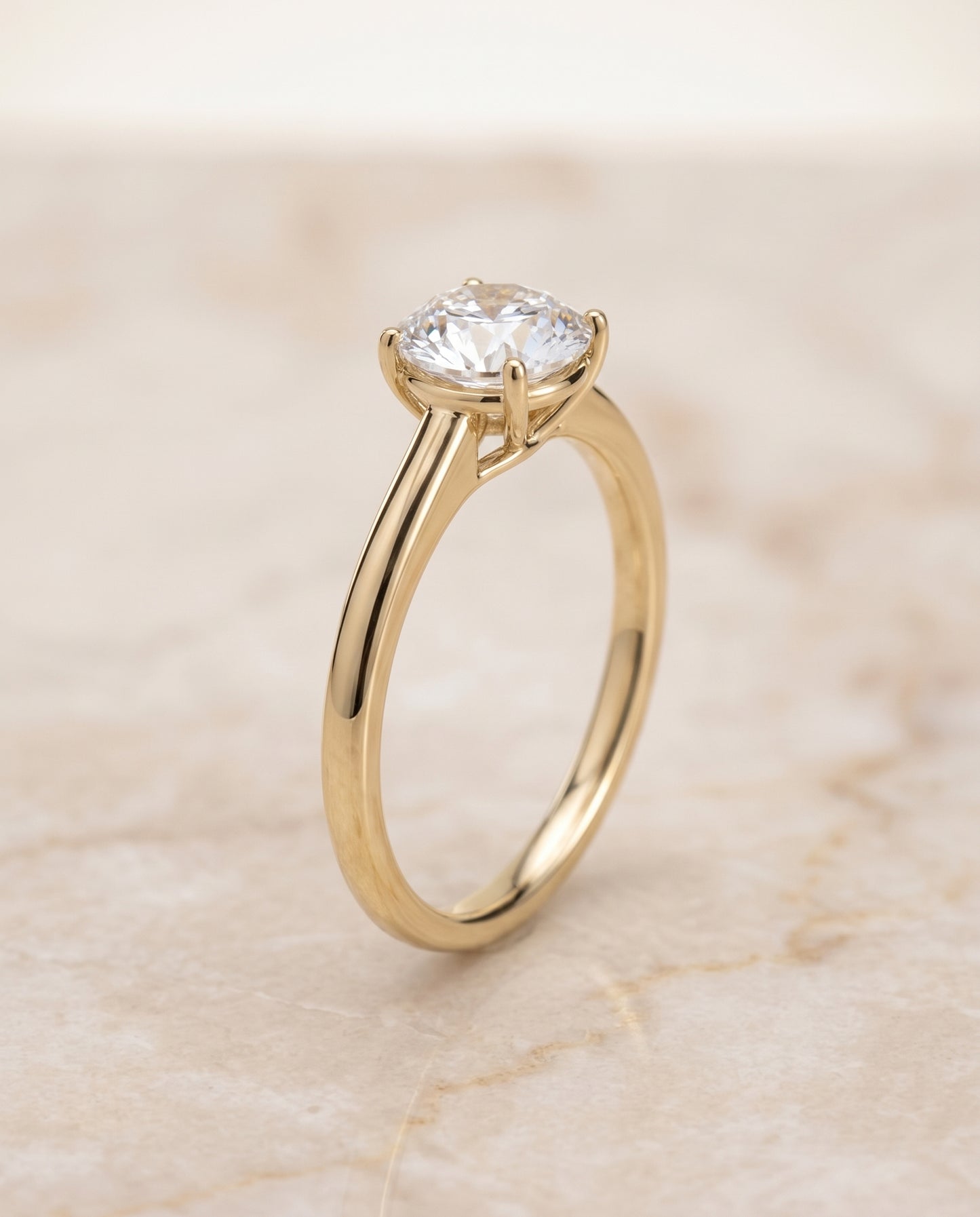 The Viola Contemporary Comfort Fit Flat Shank Solitaire Round Engagement Ring Setting in 18K Yellow Gold