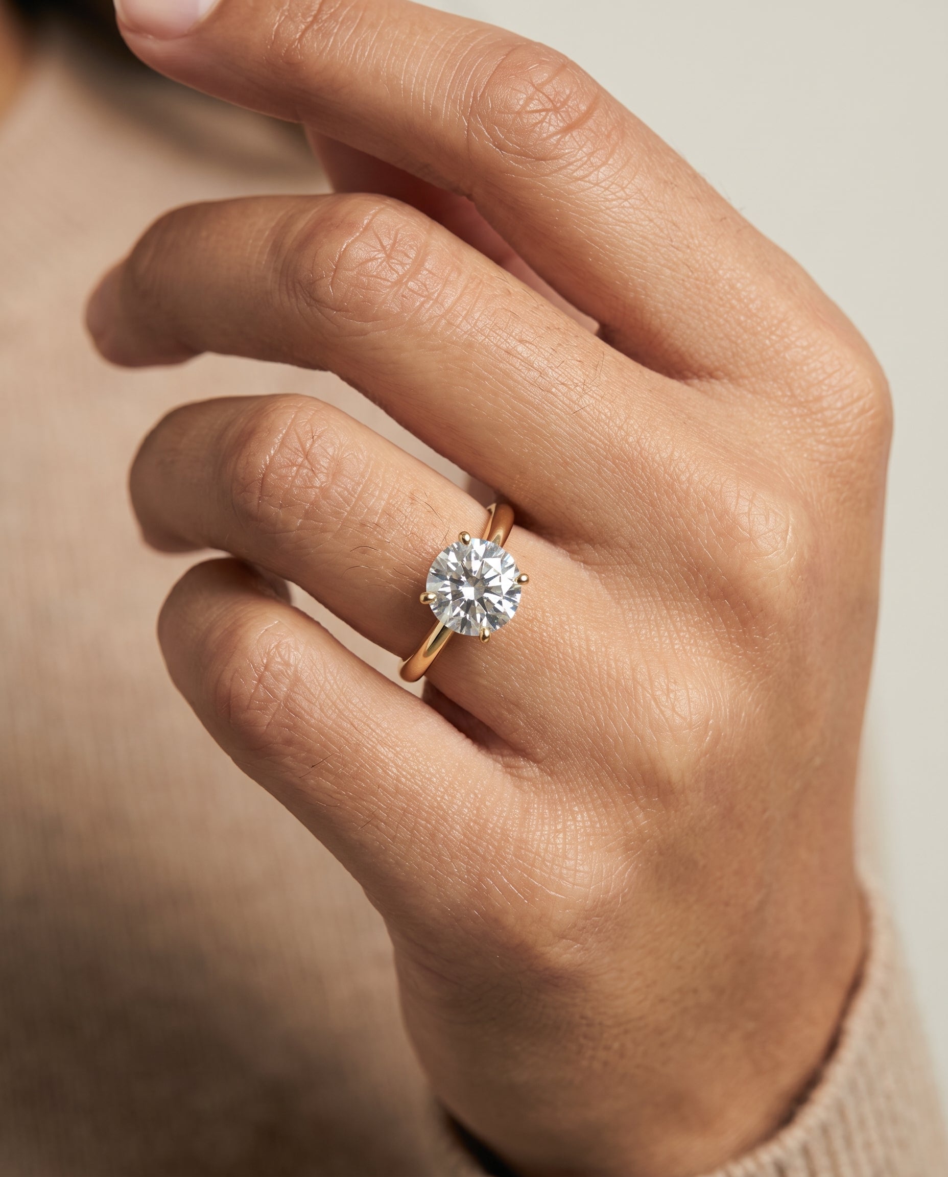 The Viola engagement ring setting in 18K Yellow Gold, contemporary comfort fit flat shank solitaire design | RockHer