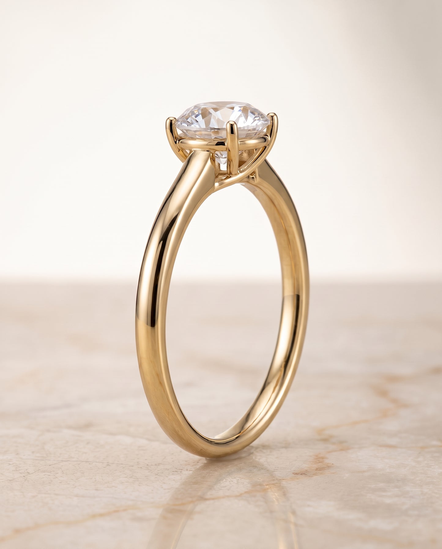 The Viola Contemporary Comfort Fit Flat Shank Solitaire Round Engagement Ring Setting in 18K Yellow Gold
