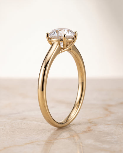 The Viola Contemporary Comfort Fit Flat Shank Solitaire Round Engagement Ring Setting in 18K Yellow Gold