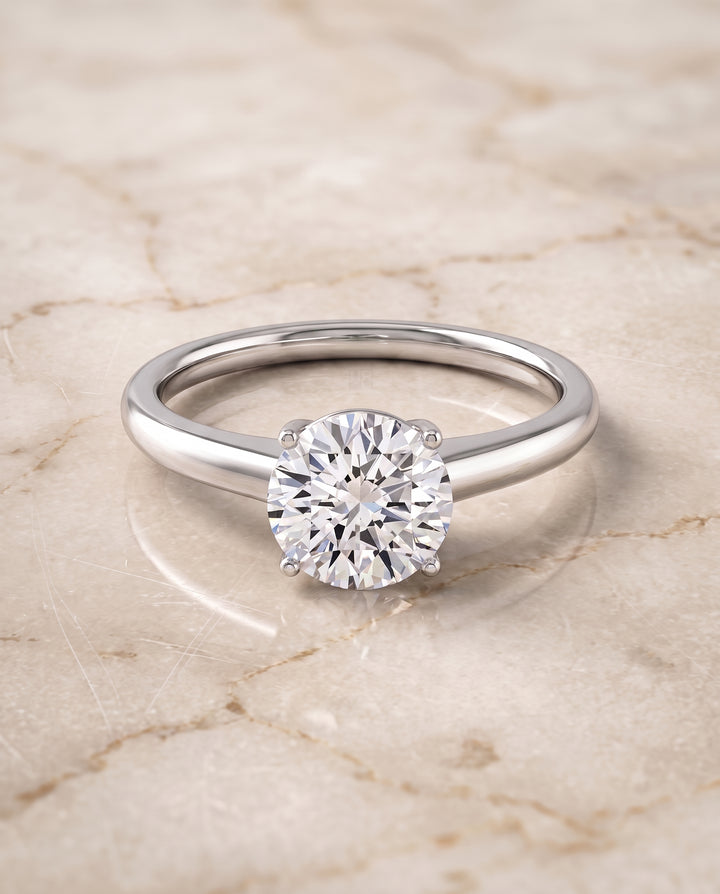 The Viola Contemporary Comfort Fit Flat Shank Solitaire Round Engagement Ring Setting in Platinum