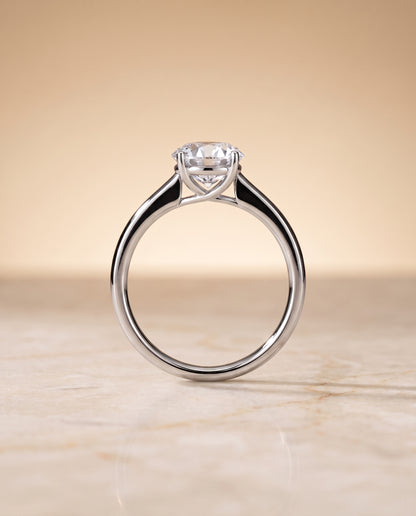 The Viola Contemporary Comfort Fit Flat Shank Solitaire Round Engagement Ring Setting in 18K White Gold