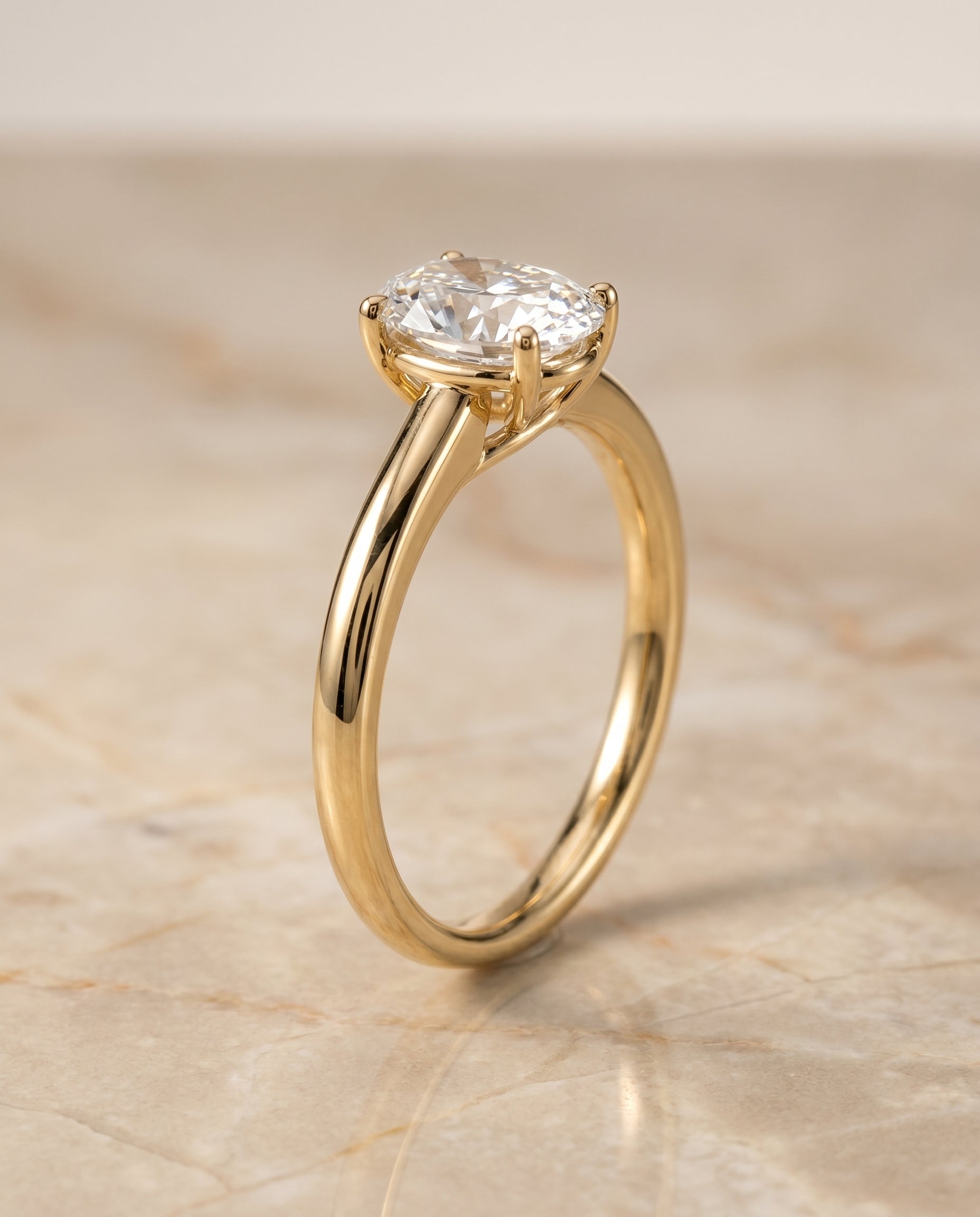 Contemporary Comfort Fit Flat Shank Solitaire styling on The Viola oval engagement ring setting | RockHer