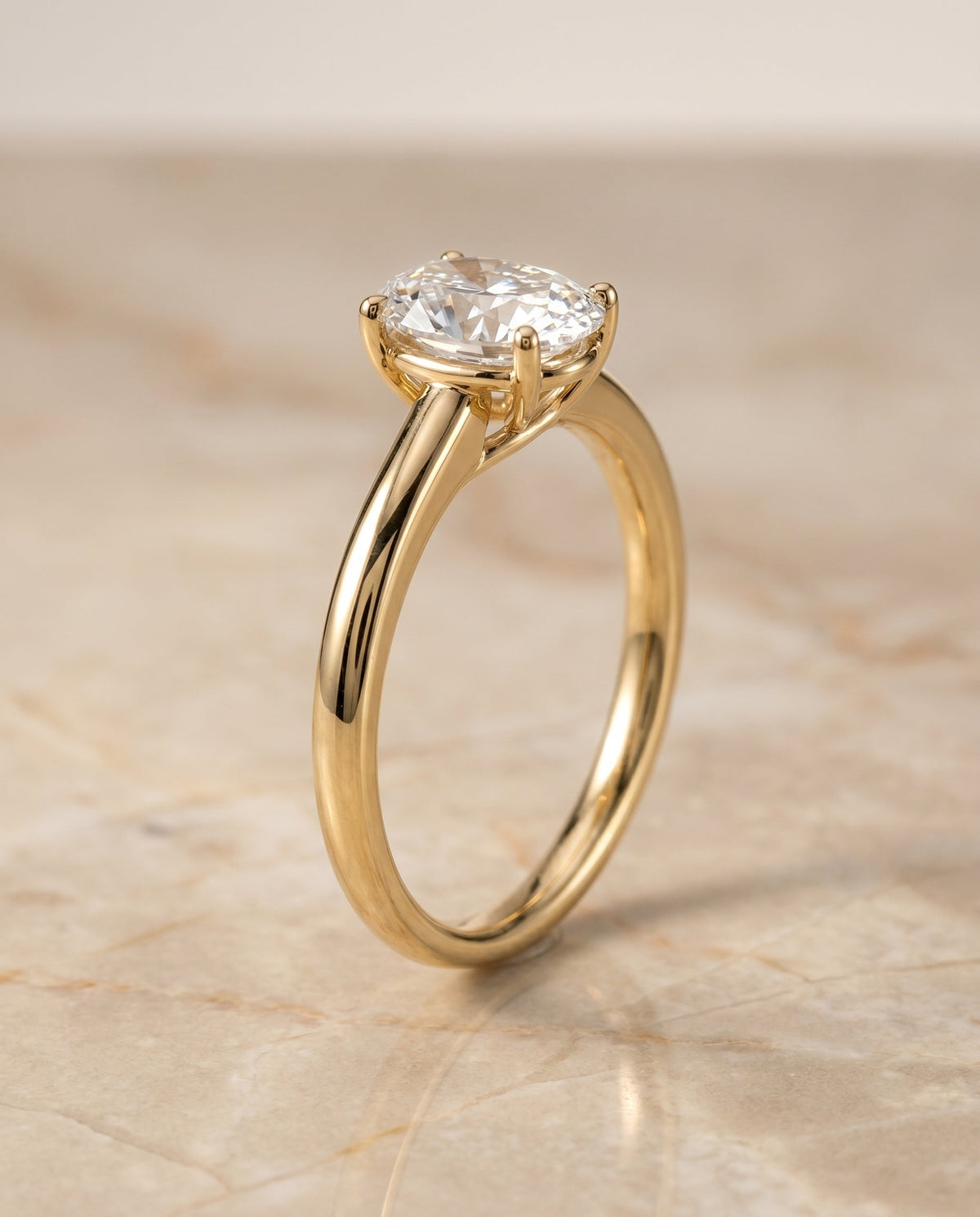 Viola Select Solitaire Oval Lab Diamond Engagement Ring in 18K Yellow Gold, front view | RockHer