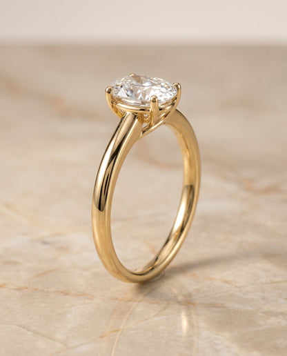Viola Select Solitaire Oval Lab Diamond Engagement Ring in 18K Yellow Gold, front view | RockHer