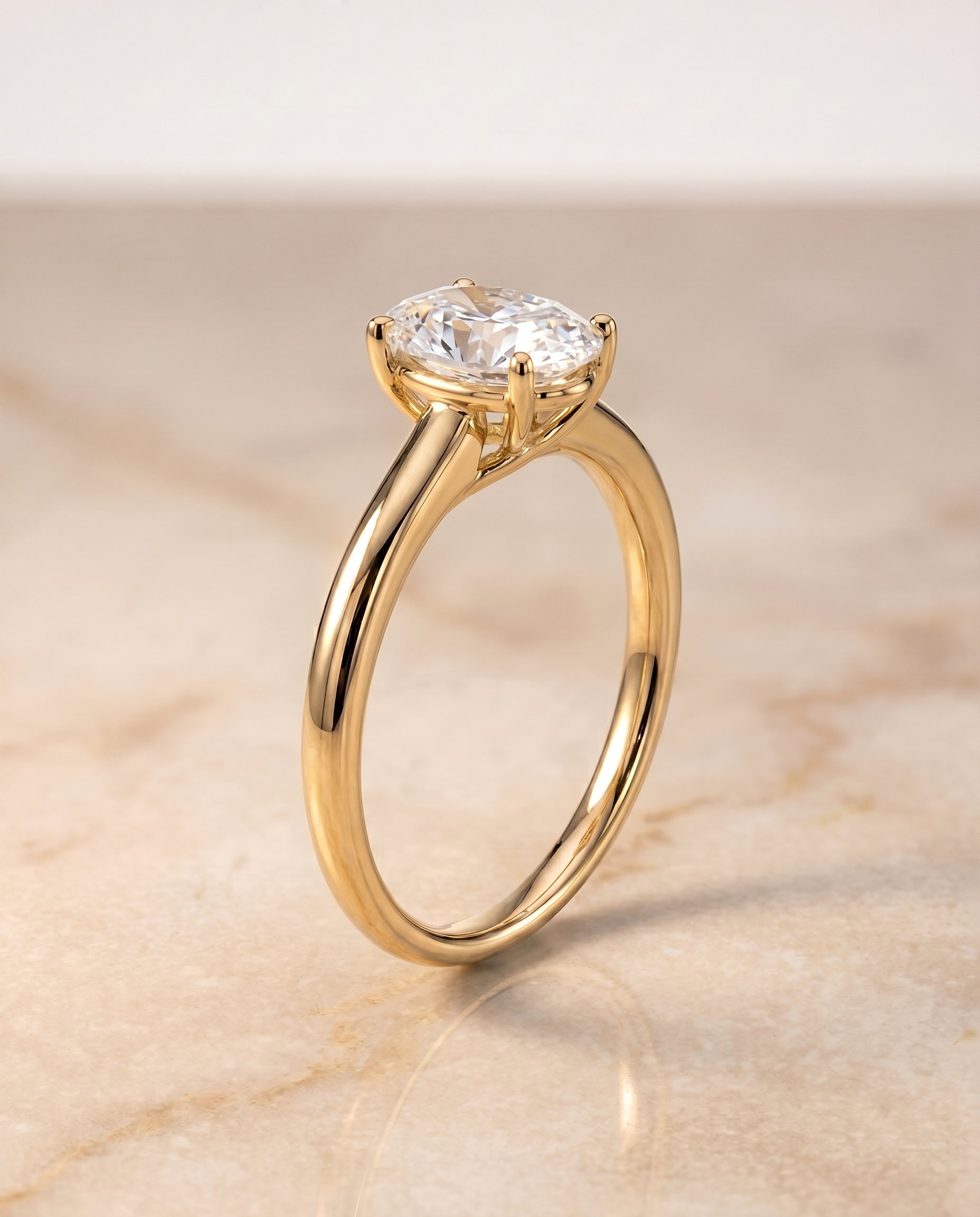 The Viola setting for oval diamonds, made to order in 18K Yellow Gold | RockHer