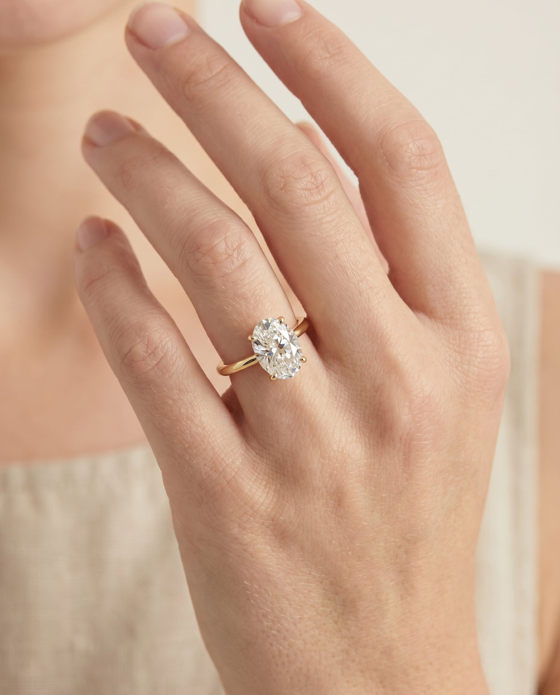 The Viola engagement ring setting in 18K Yellow Gold, contemporary comfort fit flat shank solitaire design | RockHer