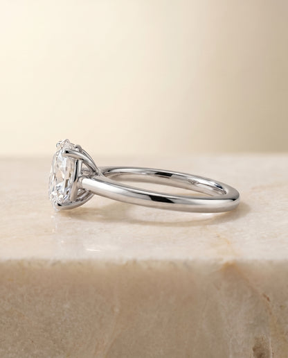The Viola Contemporary Comfort Fit Flat Shank Solitaire Oval Engagement Ring Setting in Platinum