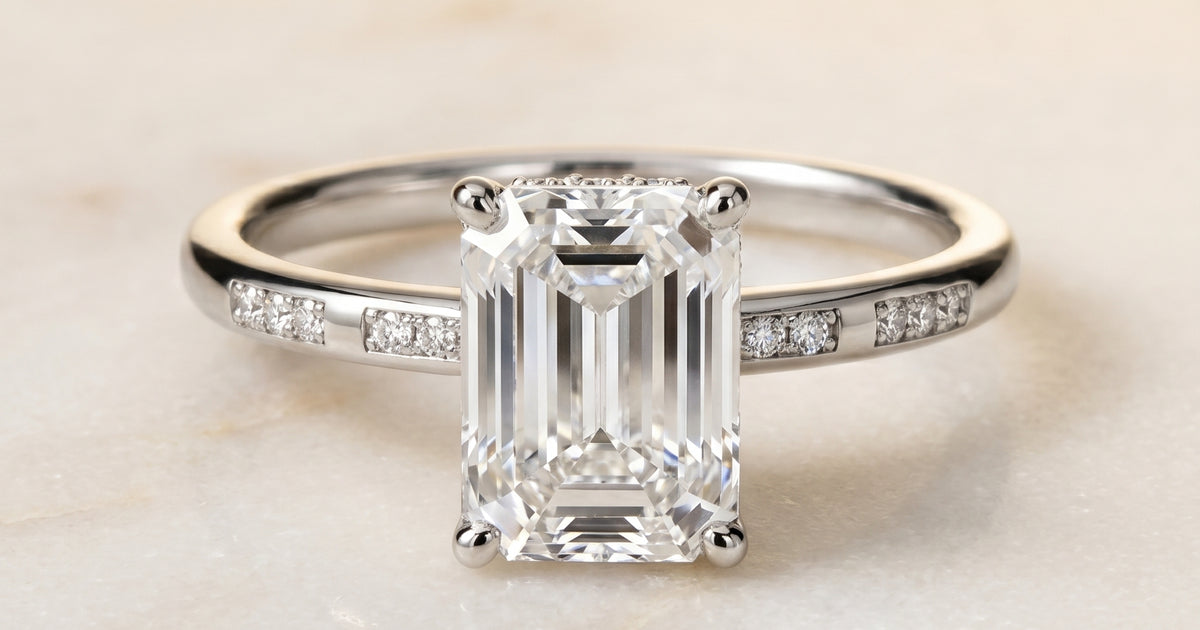 Wanda Solitaire Emerald Platinum Engagement Ring | RockHer